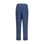 Blaue Seidenhose