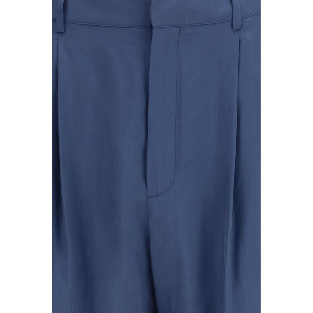 Blaue Seidenhose