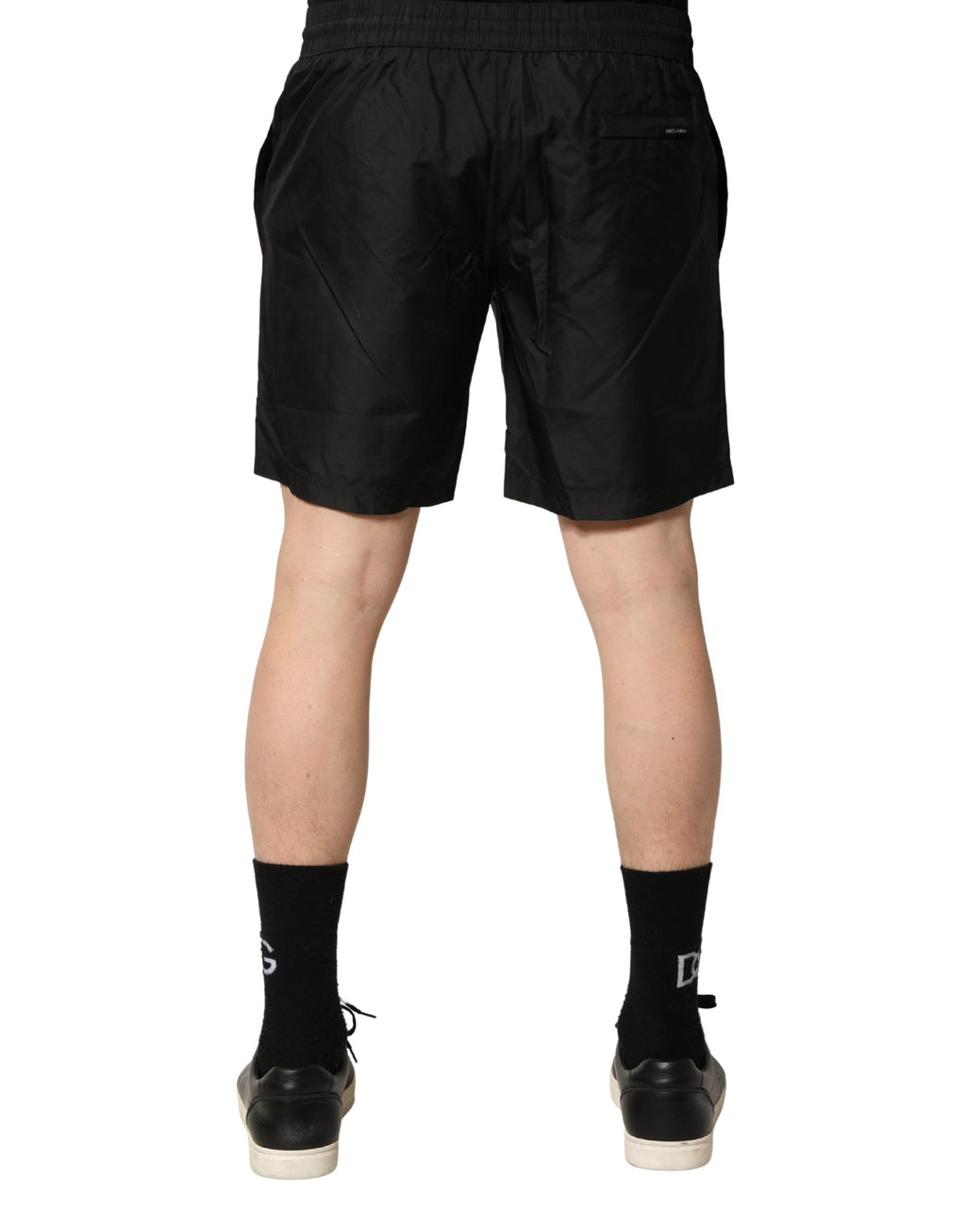 Schwarze Polyester-Badehose für Herren mit Kordelzug