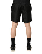 Schwarze Polyester-Badehose für Herren mit Kordelzug