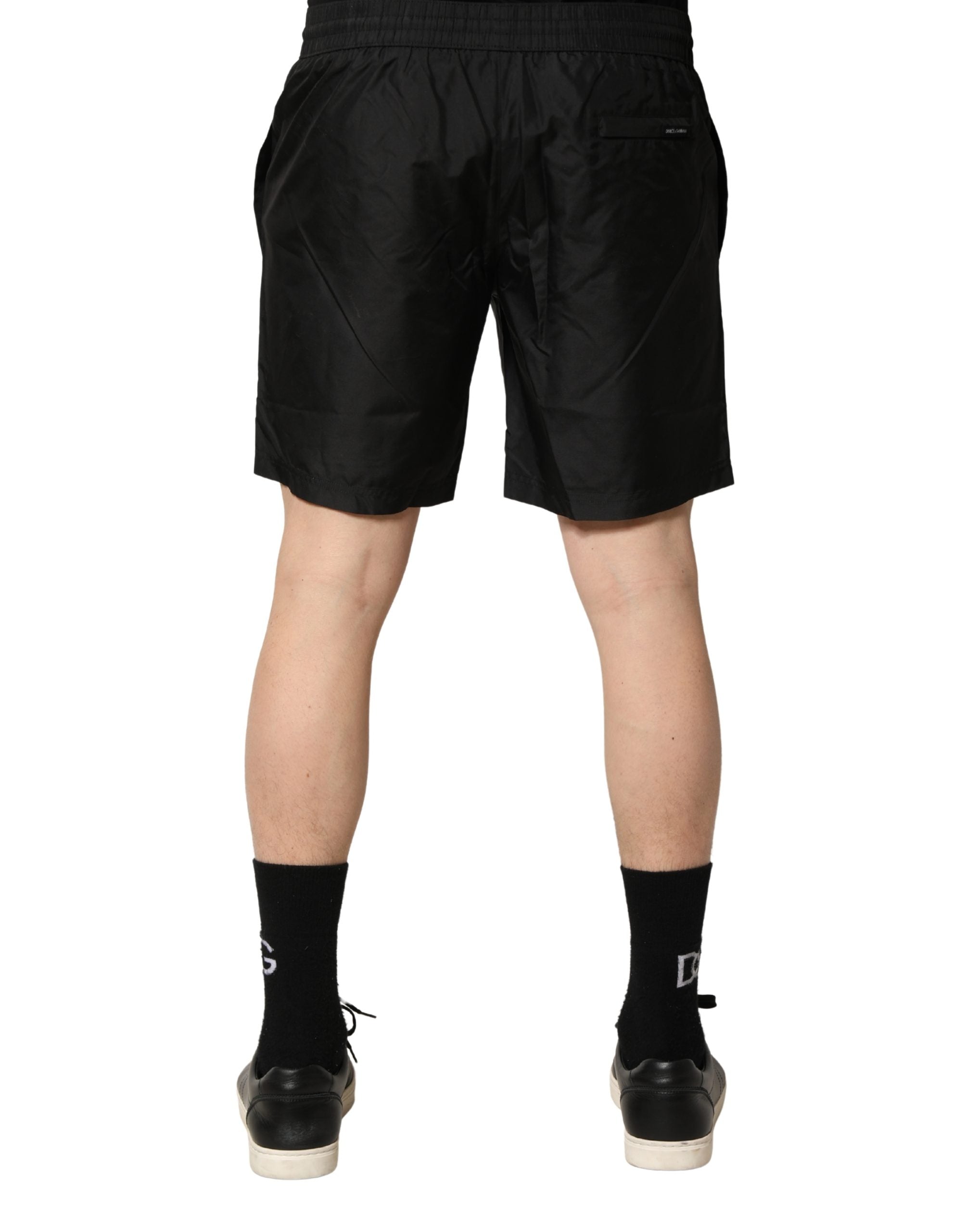 Schwarze Polyester-Badehose für Herren mit Kordelzug
