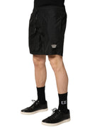 Schwarze Polyester-Badehose für Herren mit Kordelzug