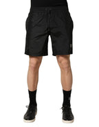 Schwarze Polyester-Badehose für Herren mit Kordelzug