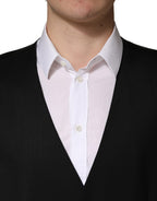 Black Wool Single Breasted Men Waistcoat Vest