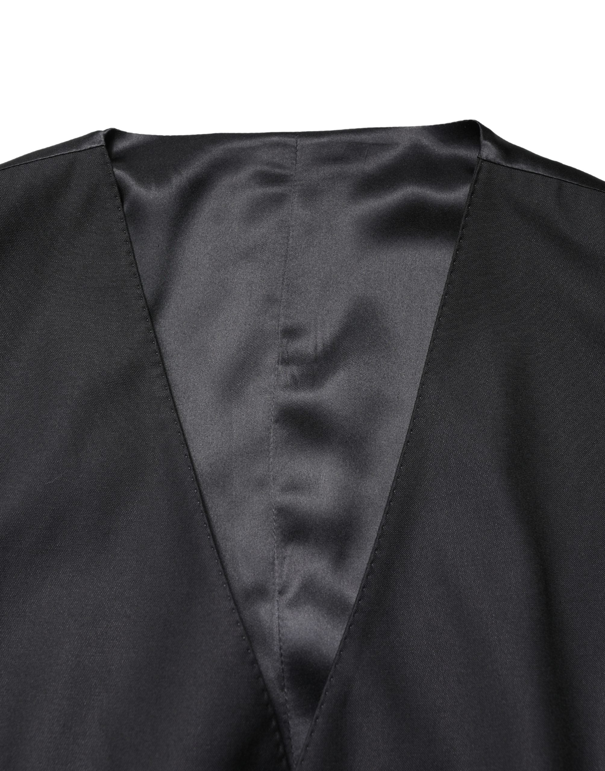 Gilet da uomo monopetto in lana nera