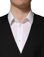 Black Wool Single Breasted Men Waistcoat Vest