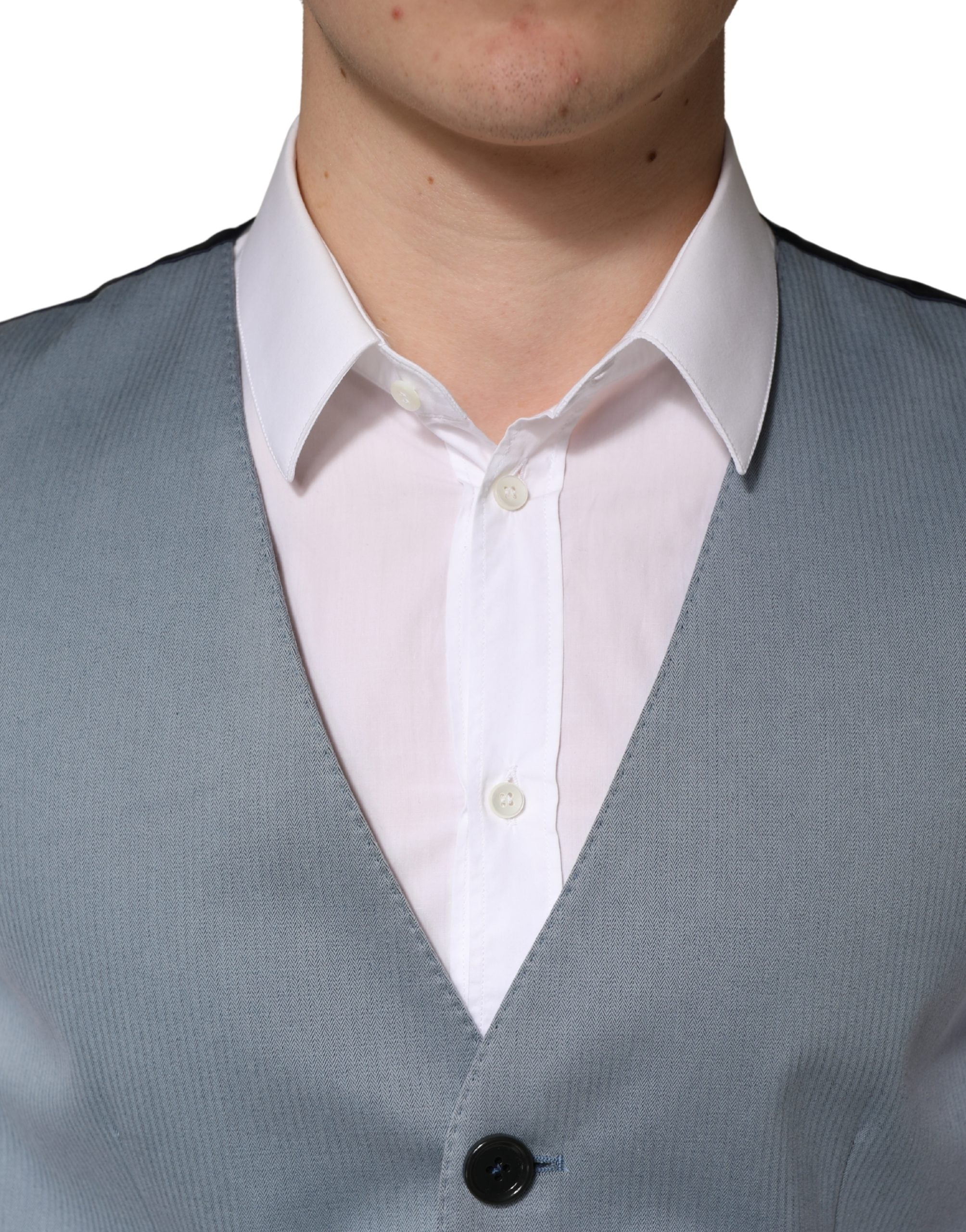 Gilet da uomo monopetto in lana grigia