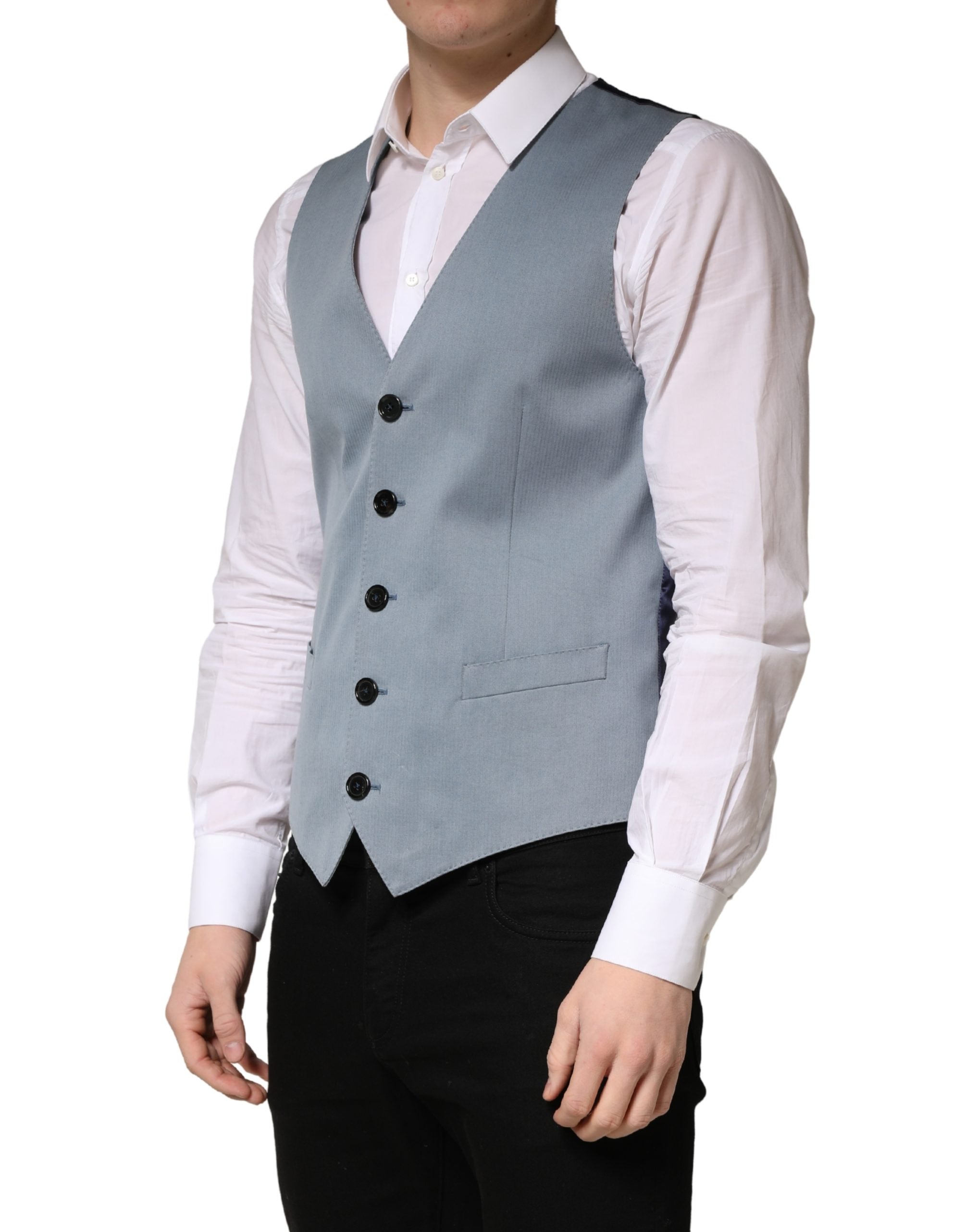 Gilet da uomo monopetto in lana grigia