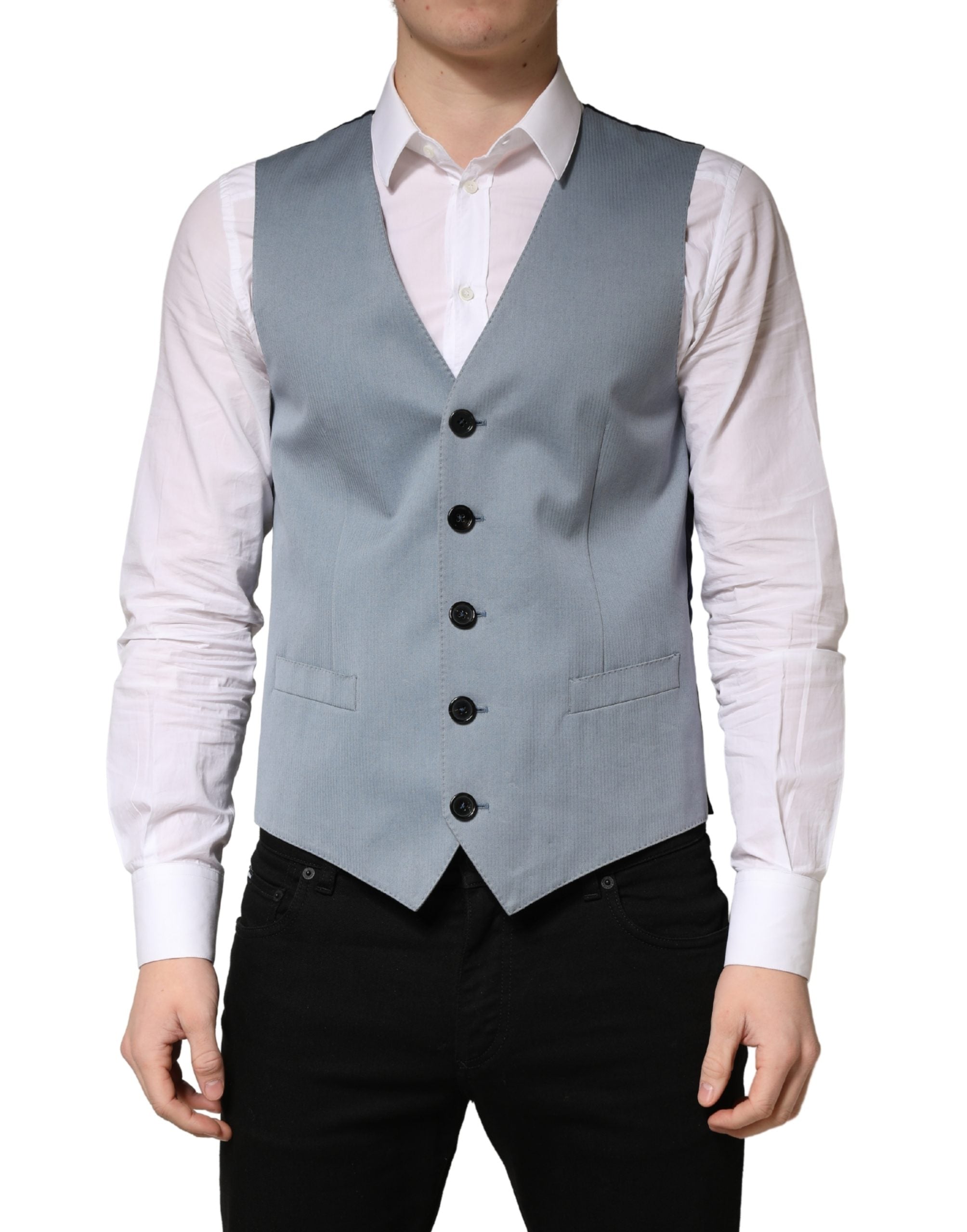 Gilet da uomo monopetto in lana grigia