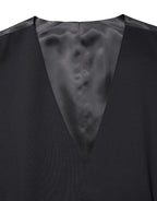 Black Wool Single Breasted Waistcoat Vest