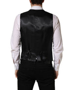 Black Wool Single Breasted Waistcoat Vest