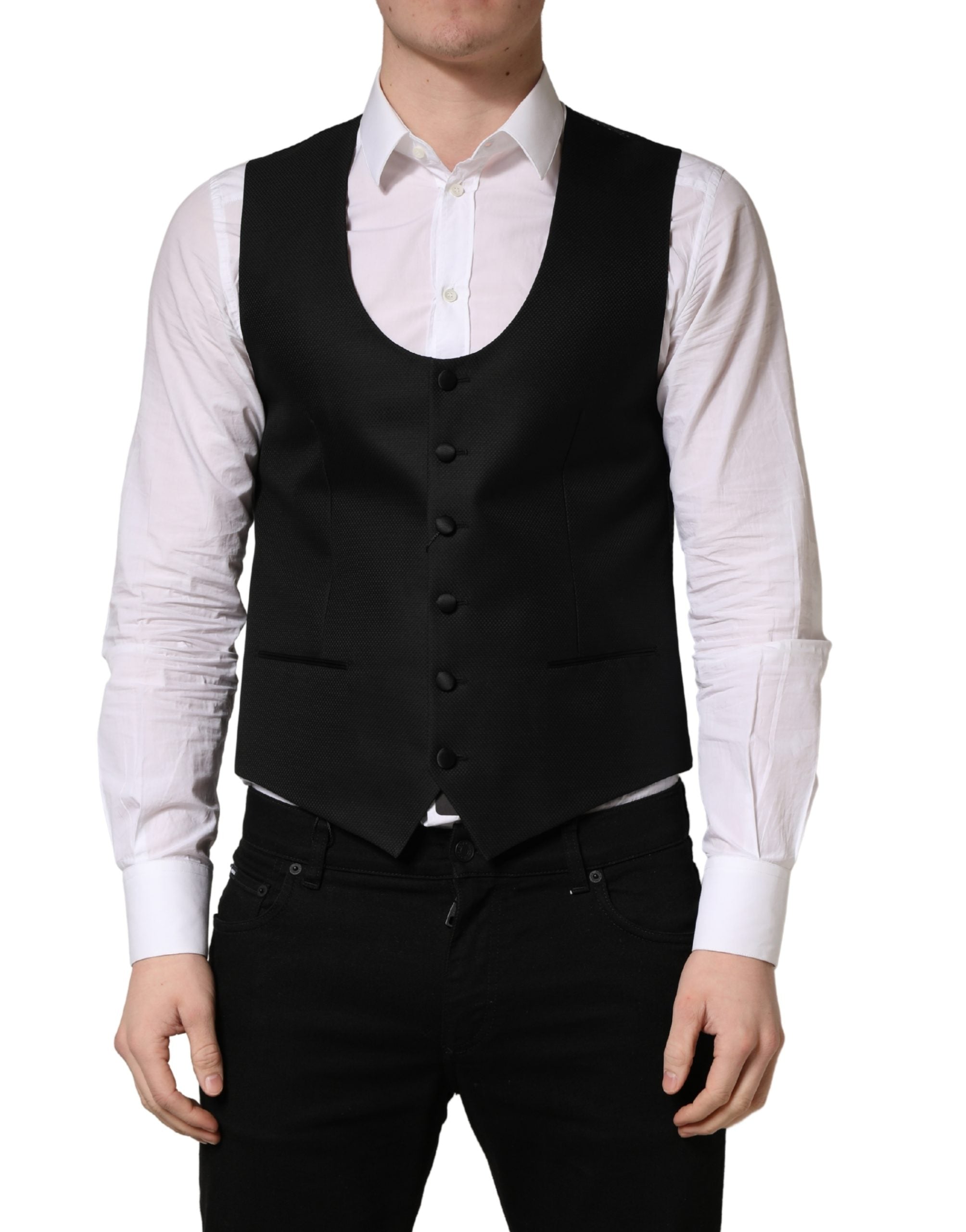 Black Stripe Single-Breasted Waistcoat