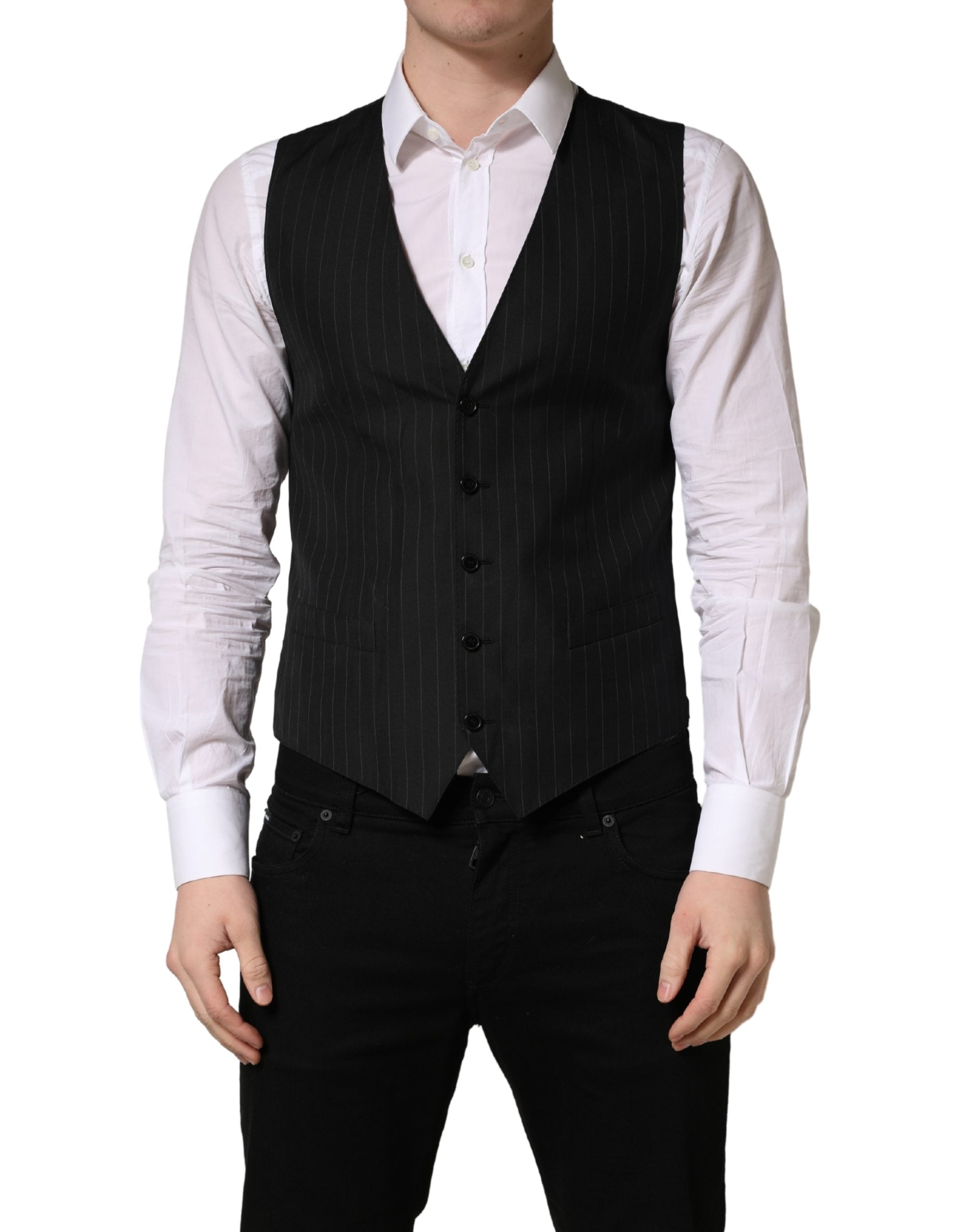 Black Stripe Single-Breasted Waistcoat