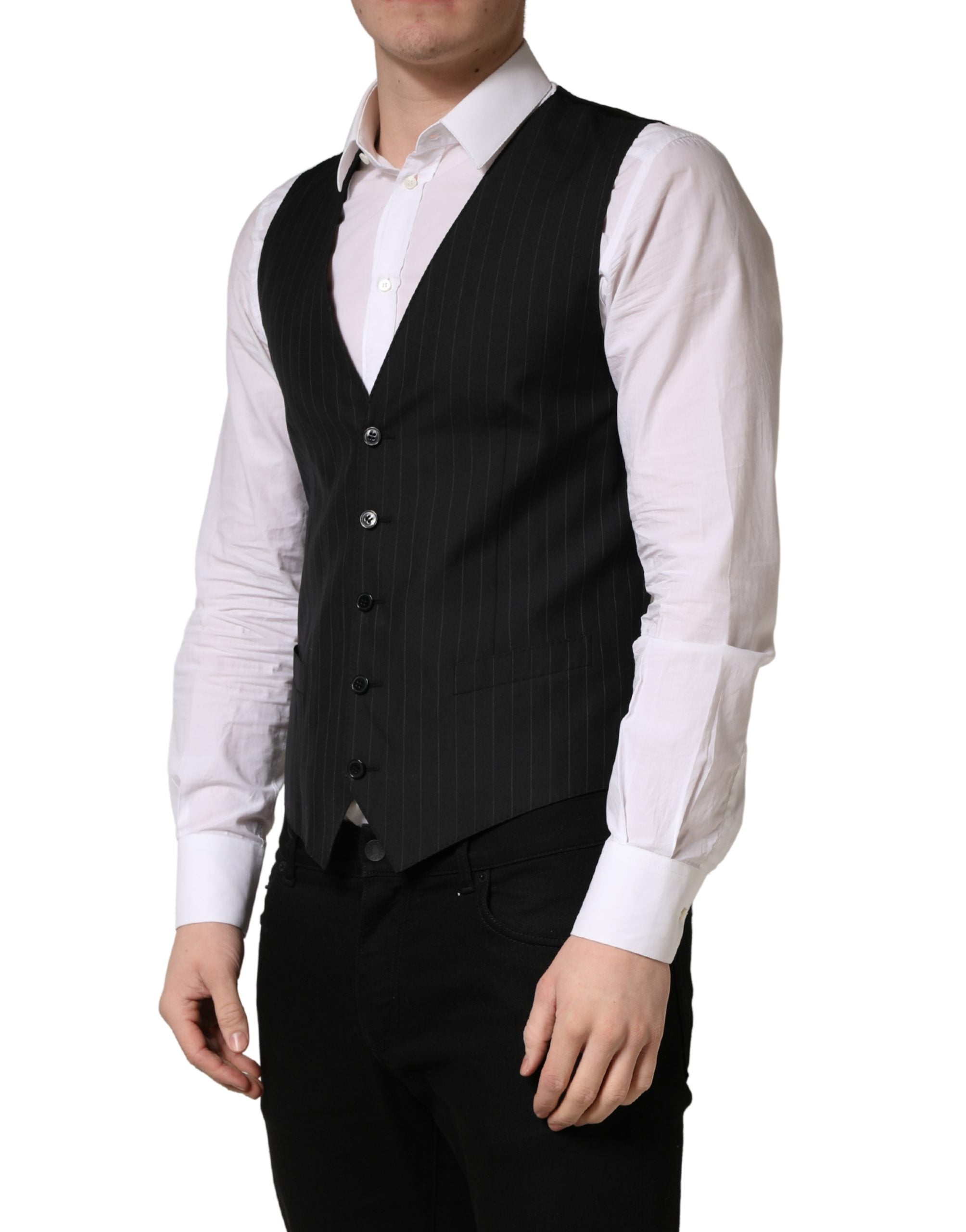Black Stripe Single-Breasted Waistcoat