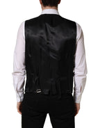 Black Wool Single Breasted Waistcoat Vest