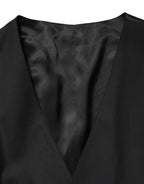 Black Wool Single Breasted Waistcoat Vest