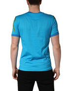 Baumwoll-T-Shirt mit Rundhalsausschnitt und blauer Palme