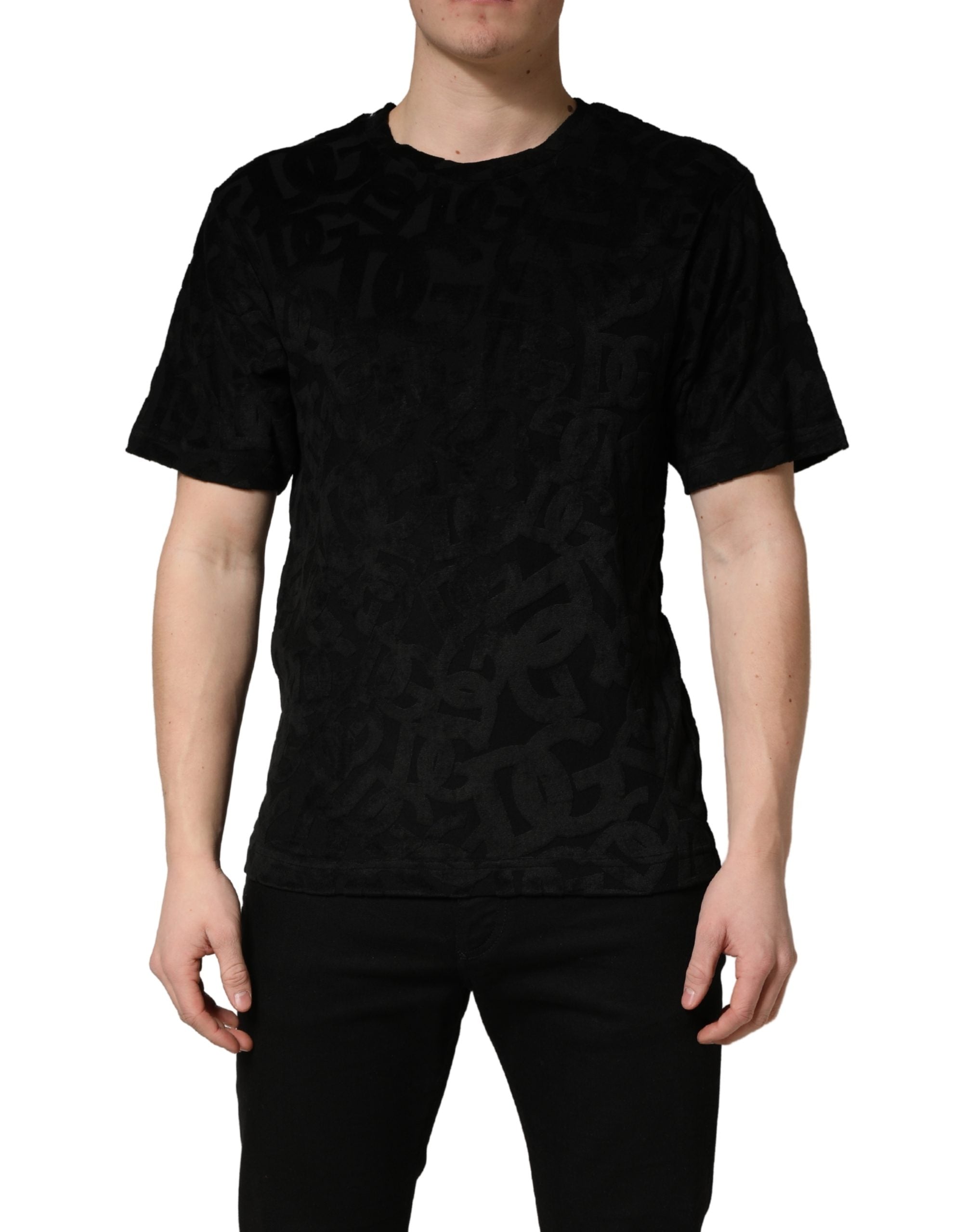Schwarzes DG Mania Logo Print Freizeit-T-Shirt