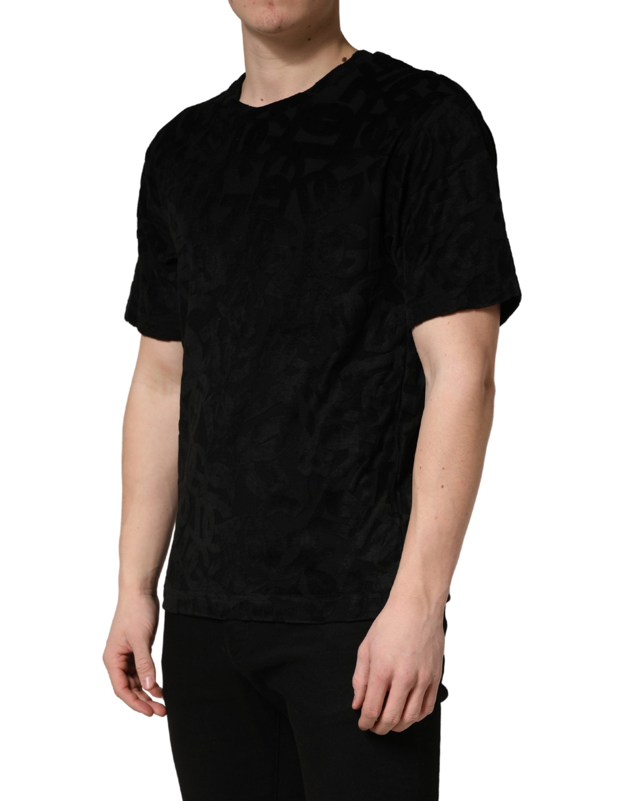Schwarzes DG Mania Logo Print Freizeit-T-Shirt