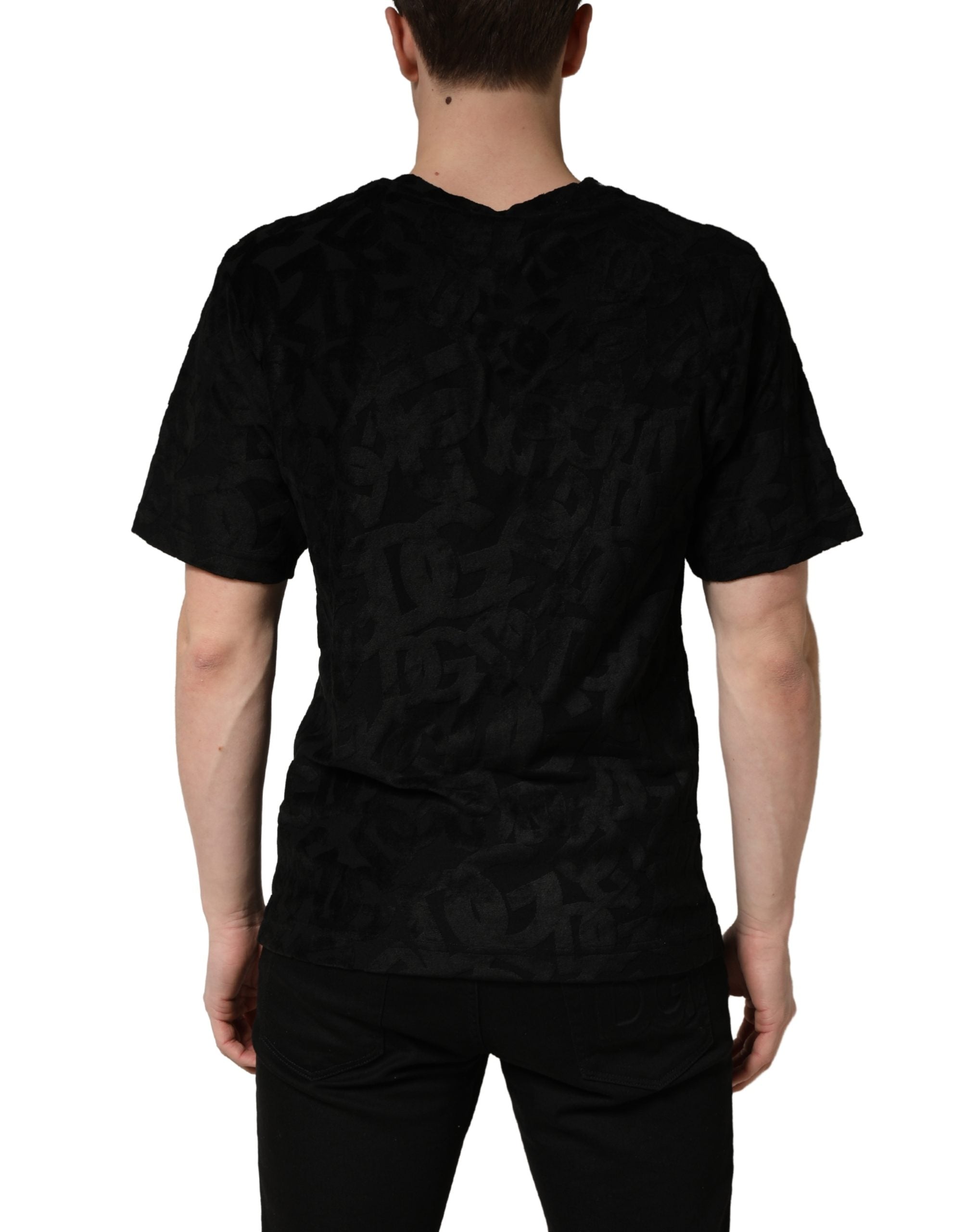 Schwarzes DG Mania Logo Print Freizeit-T-Shirt