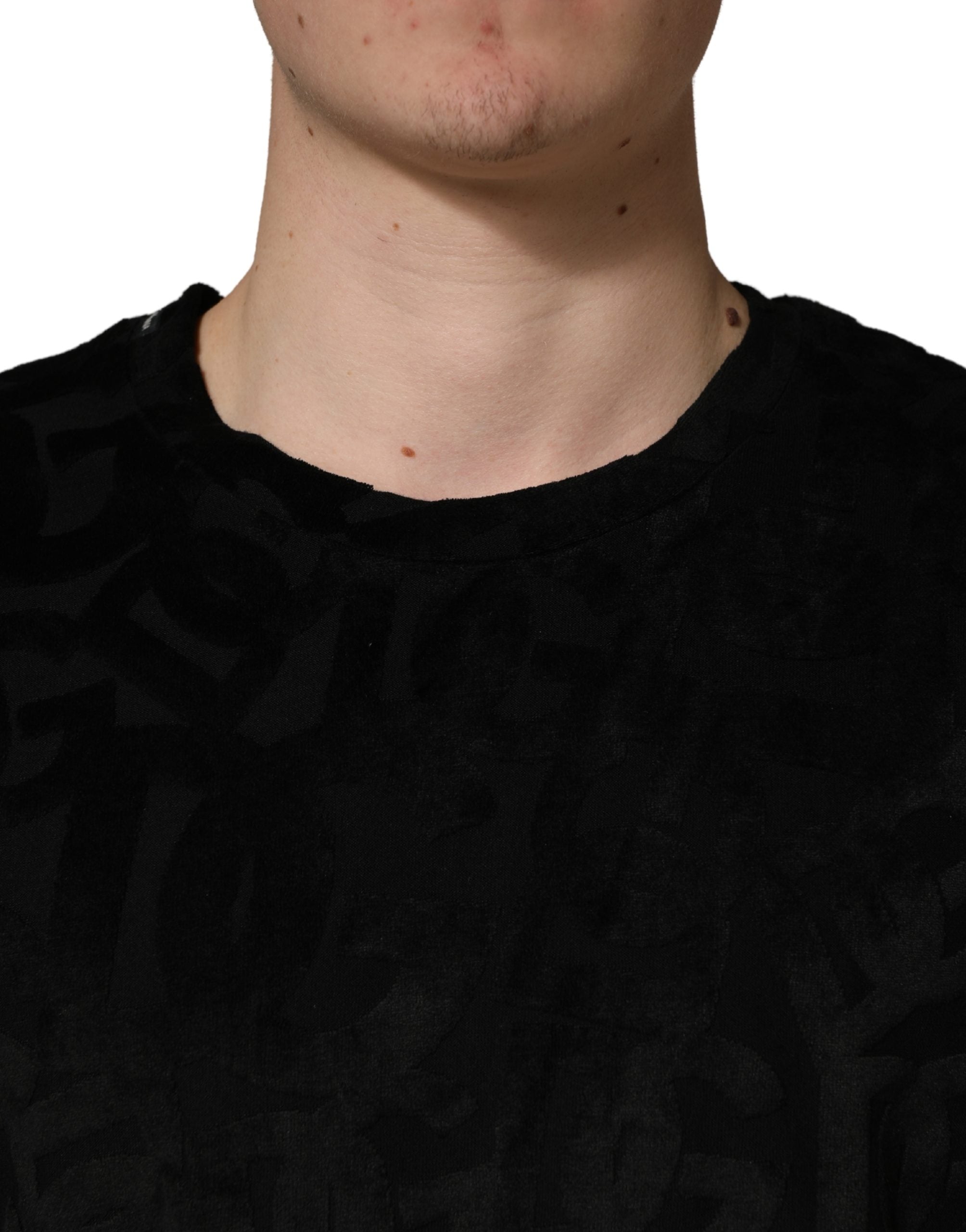 Schwarzes DG Mania Logo Print Freizeit-T-Shirt