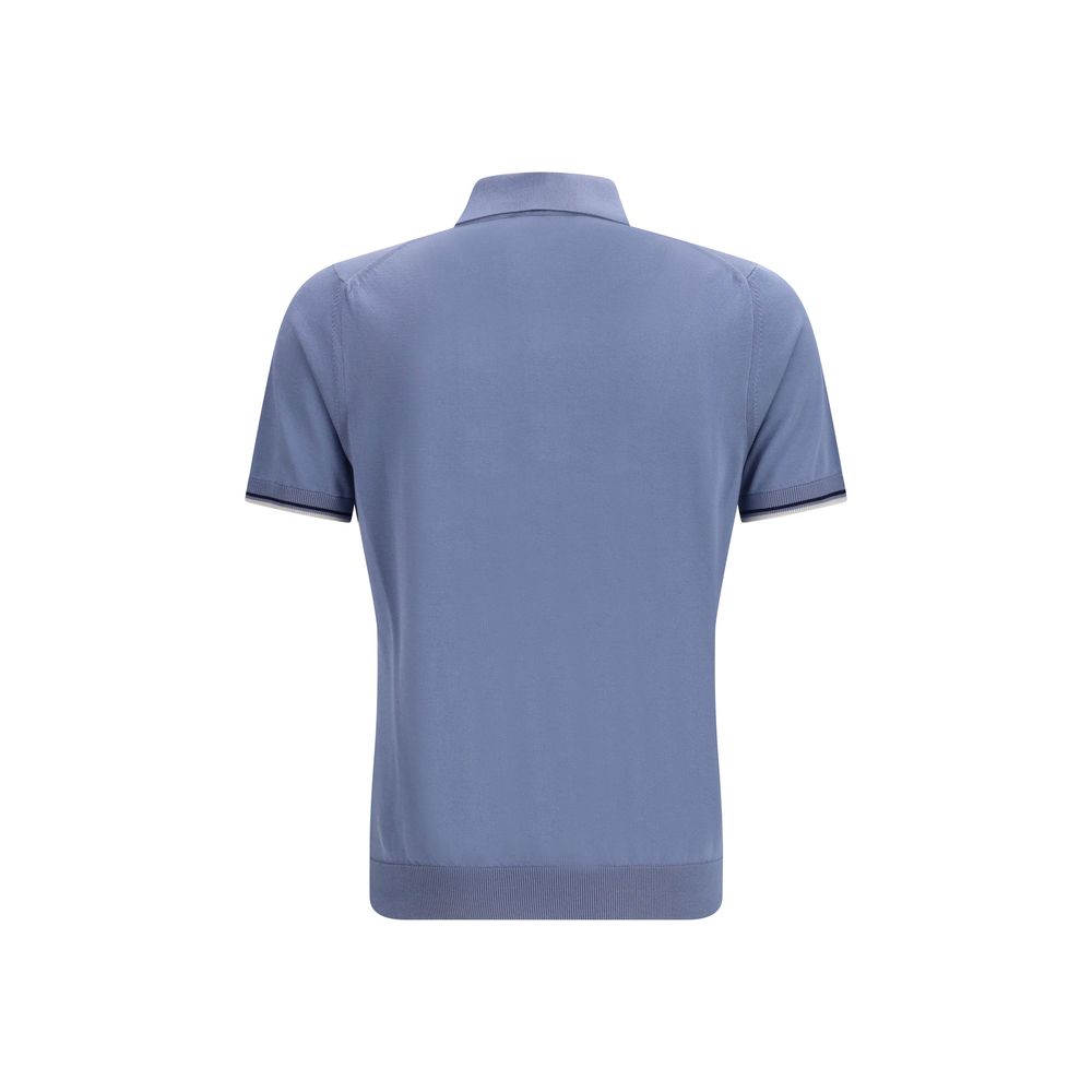 Blaues Baumwoll-Poloshirt