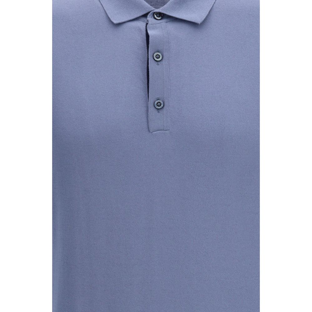Blaues Baumwoll-Poloshirt