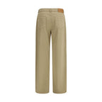 Beige Cotton Casual Pants