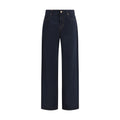 Blue Cotton Casual Pants