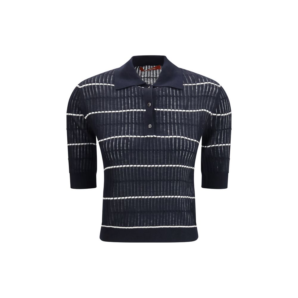 Polohemd aus blauer Seide