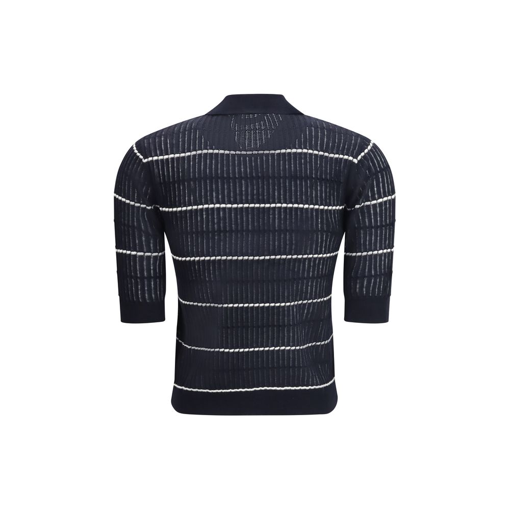 Polohemd aus blauer Seide