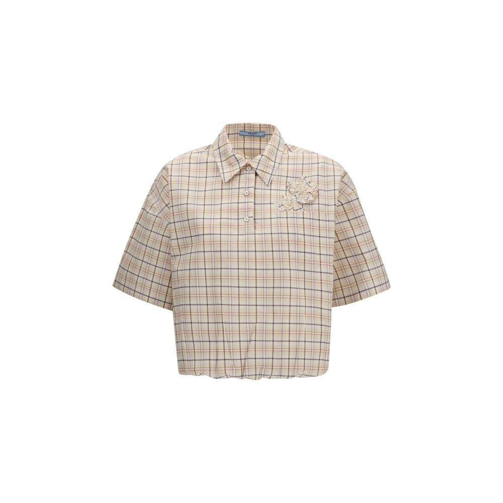 Camicia fantasia in tessuto beige