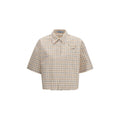 Camicia fantasia in tessuto beige