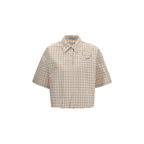 Camicia fantasia in tessuto beige