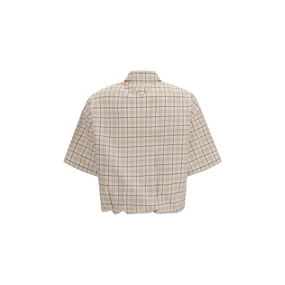 Camicia fantasia in tessuto beige