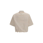 Camicia fantasia in tessuto beige