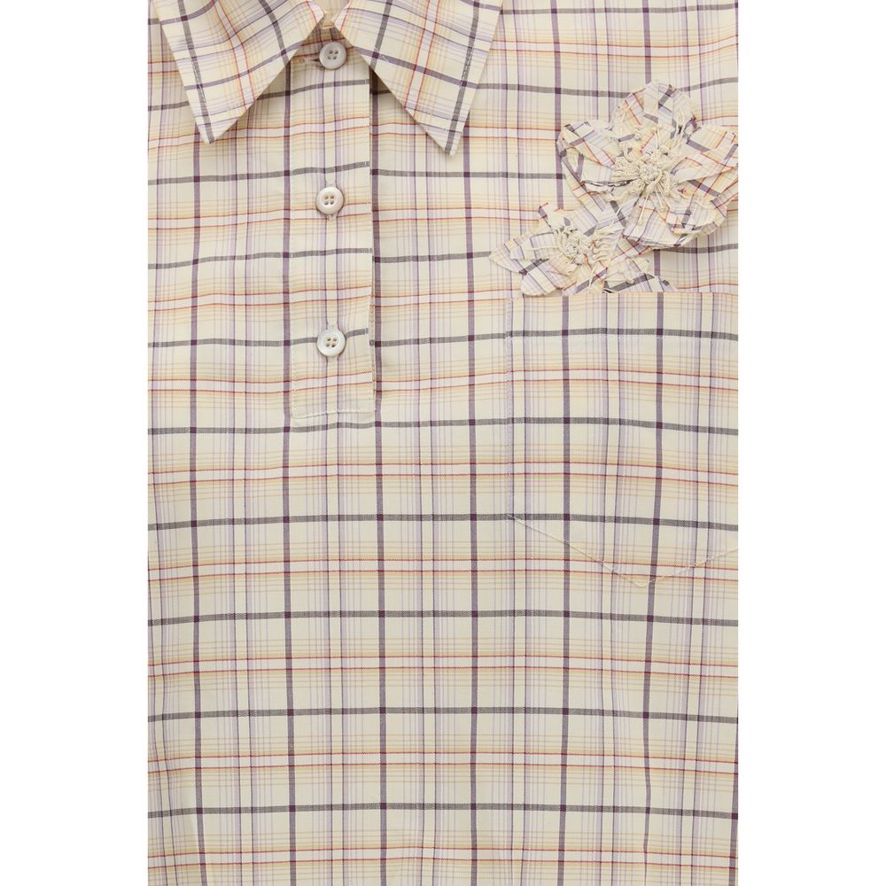 Camicia fantasia in tessuto beige