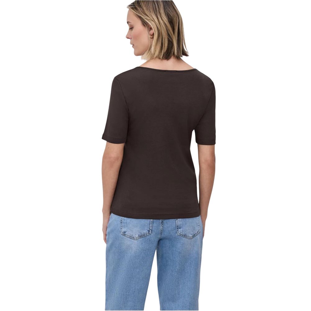 Braunes Langarm-T-Shirt aus Baumwolle