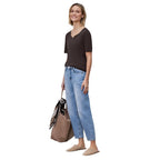 Braunes Langarm-T-Shirt aus Baumwolle