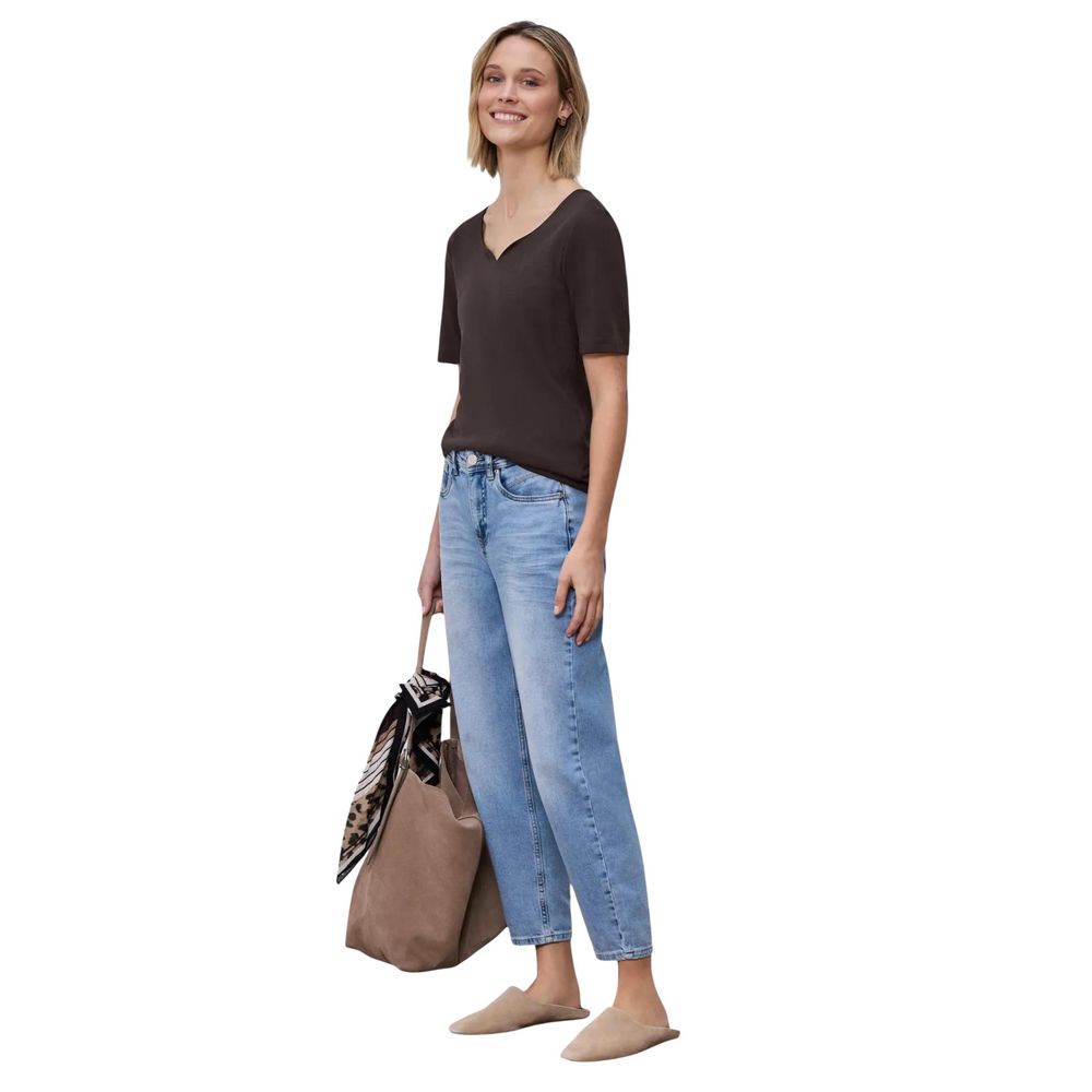 Braunes Langarm-T-Shirt aus Baumwolle