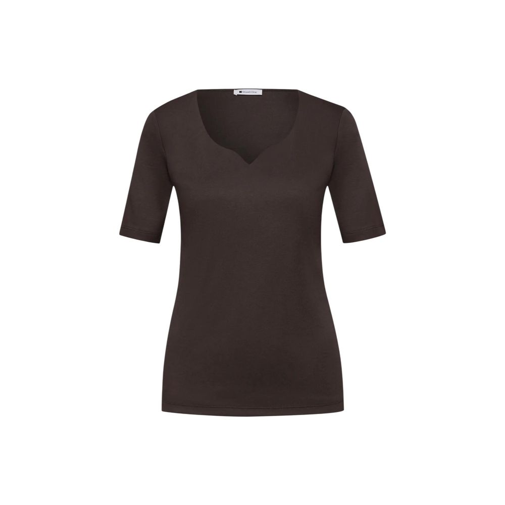 Braunes Langarm-T-Shirt aus Baumwolle