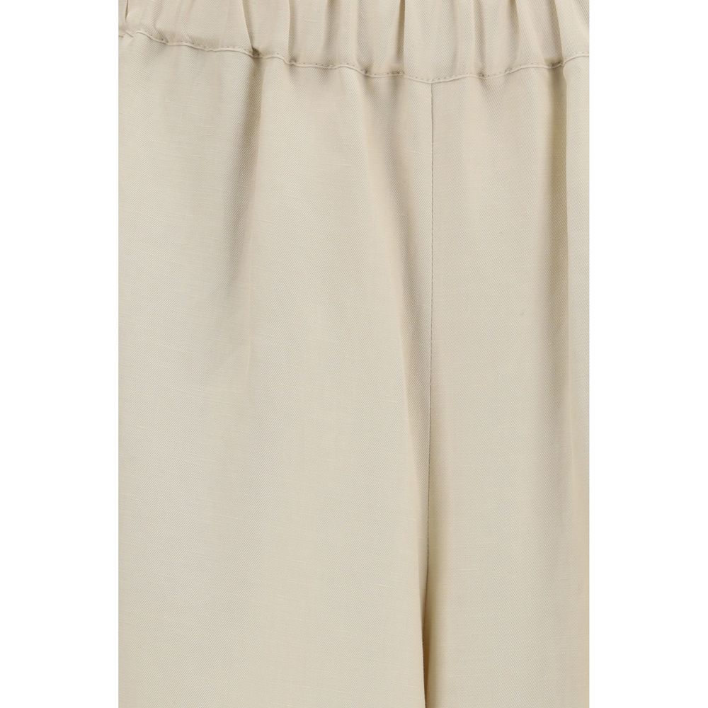 Pantaloni casual in lino beige