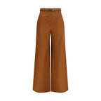 Brown Cotton Casual Pants