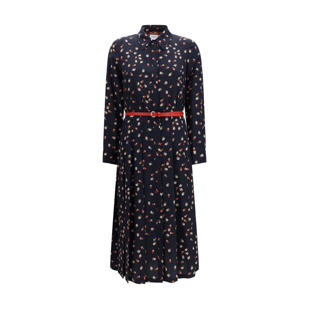 Blaues Seiden-Freizeitkleid