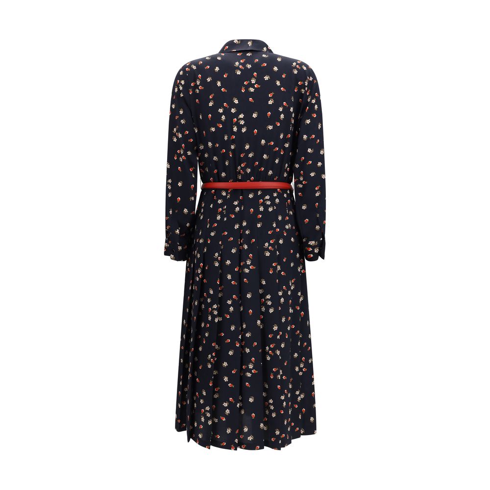 Blaues Seiden-Freizeitkleid