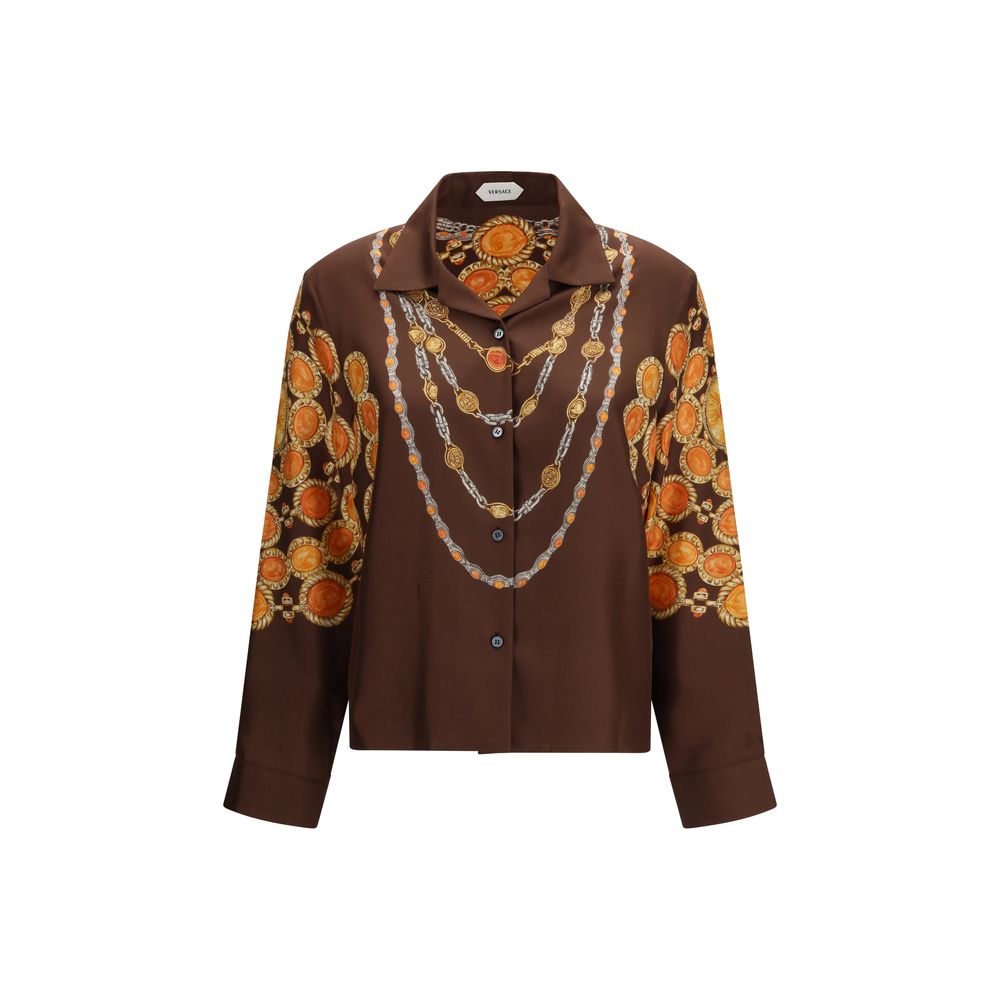 Camicia in tessuto fantasia marrone