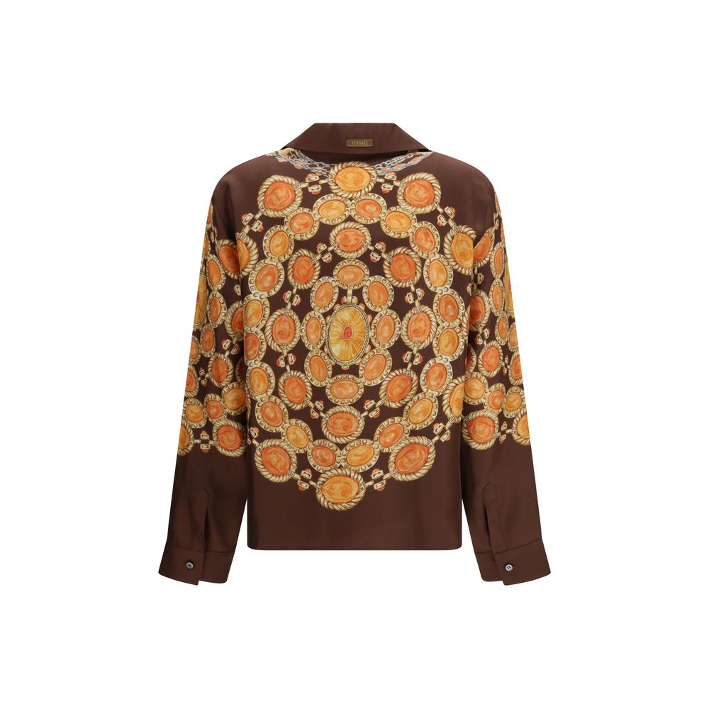 Camicia in tessuto fantasia marrone