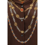 Camicia in tessuto fantasia marrone
