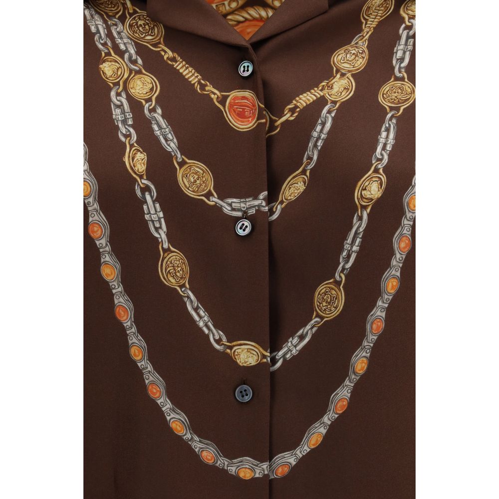 Camicia in tessuto fantasia marrone