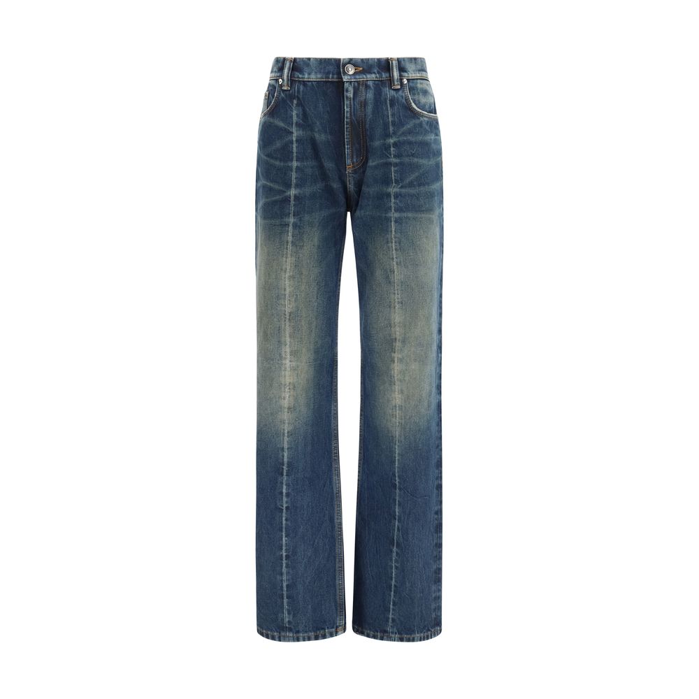 Blaue gerade geschnittene Jeans aus Baumwolle